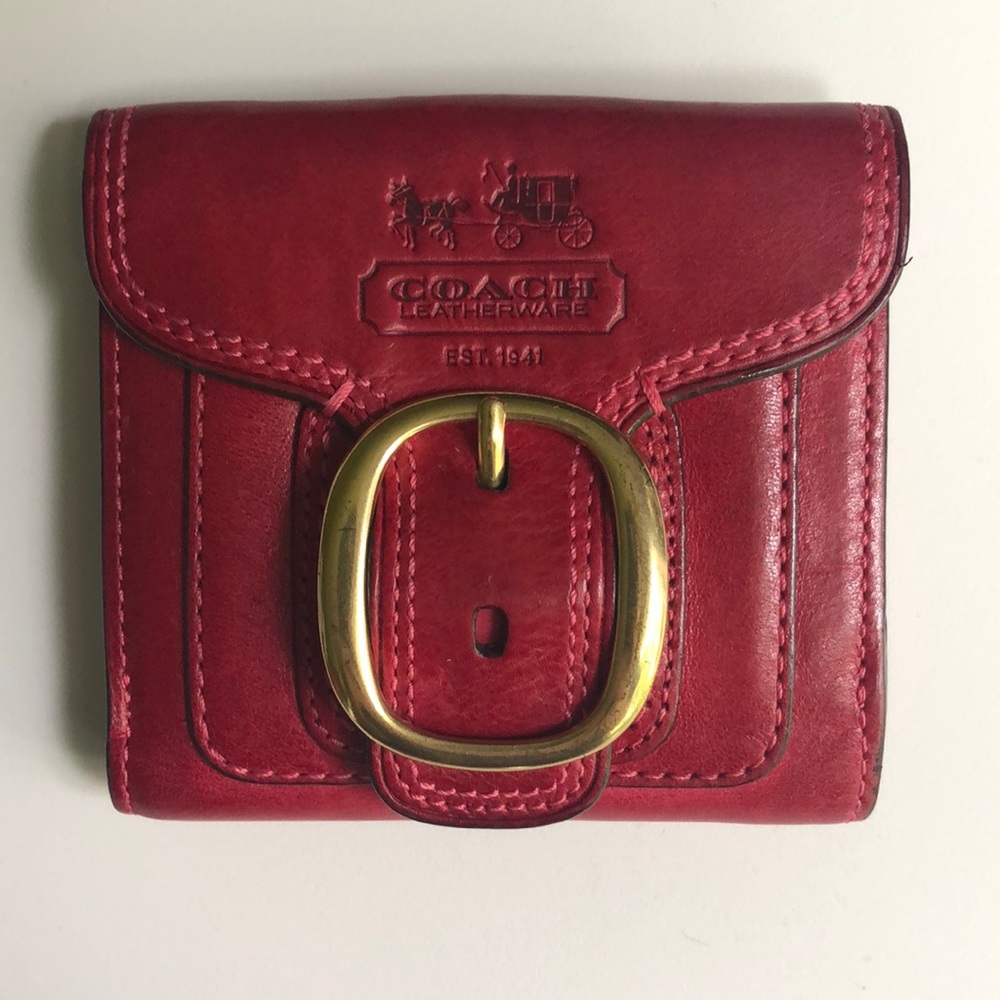 Coach Magenta Wallet with Gold Buckle